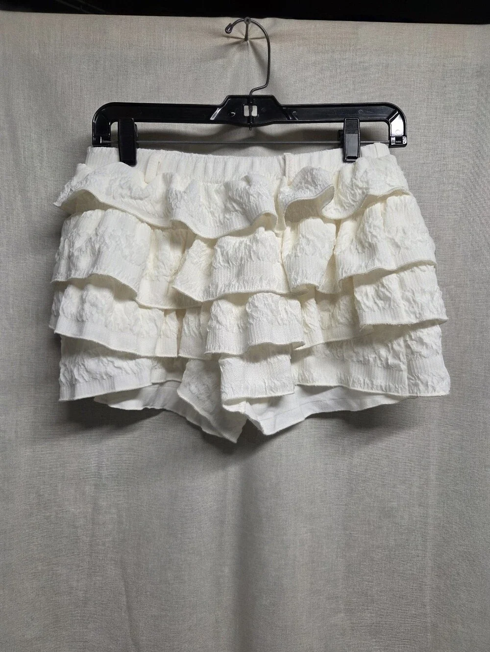 Cream Tiered Ruffle Women's Shorts
